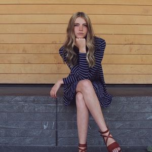 Navy and White striped dress